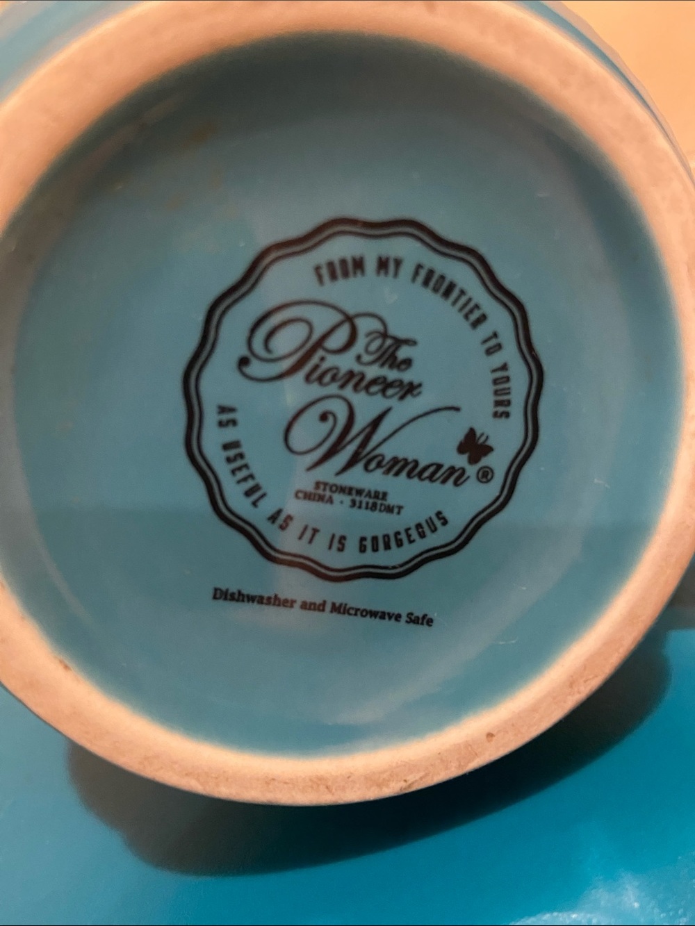 🩷The Pioneer Woman Wildflower Whimsy Mug Turquoise Floral-Trim Embossed - Picture 5 of 5